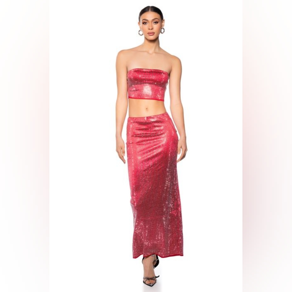 DECISION MAKER RHINESTONE MAXI SKIRT Set